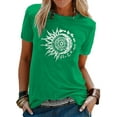thumbnail image 1 of MAWCLOS Hauts pour Femmes T-Shirt Imprimé Tournesol Manches Courtes Mode Col Rond Vert TG, 1 of 3