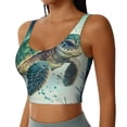 thumbnail image 2 of Goofa Watercolor Turtle1 Printed Sports Bras for Women, High Impact Running Bra Workout Crop Tank Tops Longline Sports Bra Push up-, 2 of 9