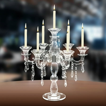 Crystal Candelabra Candlestick 7-arm Candle Holder Wedding Birthday Party Gift for Living Room, Dining Room