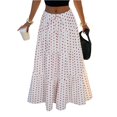 thumbnail image 2 of Polka Dot Skirts for Women Drawstring Elastic High Waisted A Line Pleated Skirts Summer Beach Vacation Maxi Skirts, L, 2 of 5