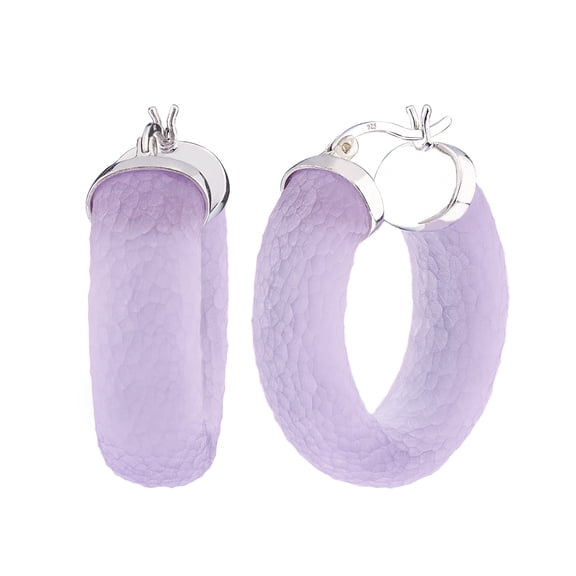 Handcrafted Purple Lucite Oval Hoop Earrings