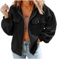 thumbnail image 3 of BiZtdJrK Womens Fleece Zip Up Jacket with Hooded Solid Color Long Sleeve Sweatshirt Jackets Casual Pockets Hoodies Coat Fall Clothes Ofertas Flash Black XXL, 3 of 9