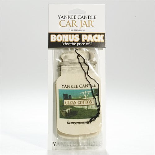 Ambientador de Auto Yankee Candle Clean Cotton Paquete de 3