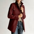 thumbnail image 6 of Mutghys Jacket for Women Button Down Stand Collar Long Sleeve Solid Outerwear with Pockets Home Daily Working Winter Warm Comfy Casual Coat S-3XL, 6 of 9