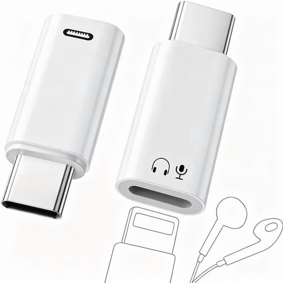 2 Pack Lightning to Usb C Adapter New Combo 48Khz/16Bit Hi-Fi Audio Headphone Adapter Line Control 27W Fast Charging Lightning to Usbc Adapter 3A Limit Compatible Iphone 17/16/15