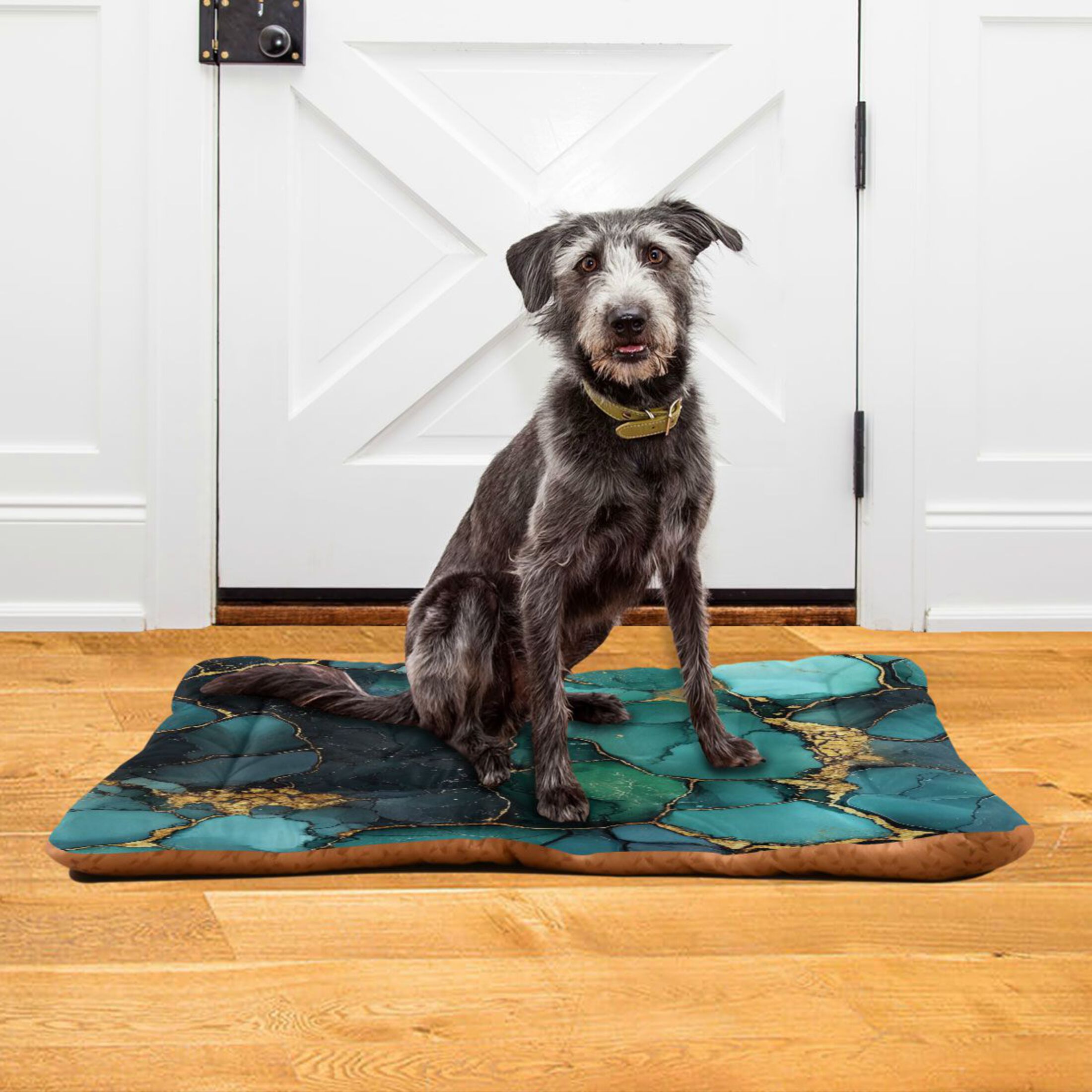 Qxltty Gild Dark Green Marbles Ped Pad Wear-resistant and Hard to Bite Through Sleeping Pad for Small Medium Large Dogs Winter Pet Bed 36×24in