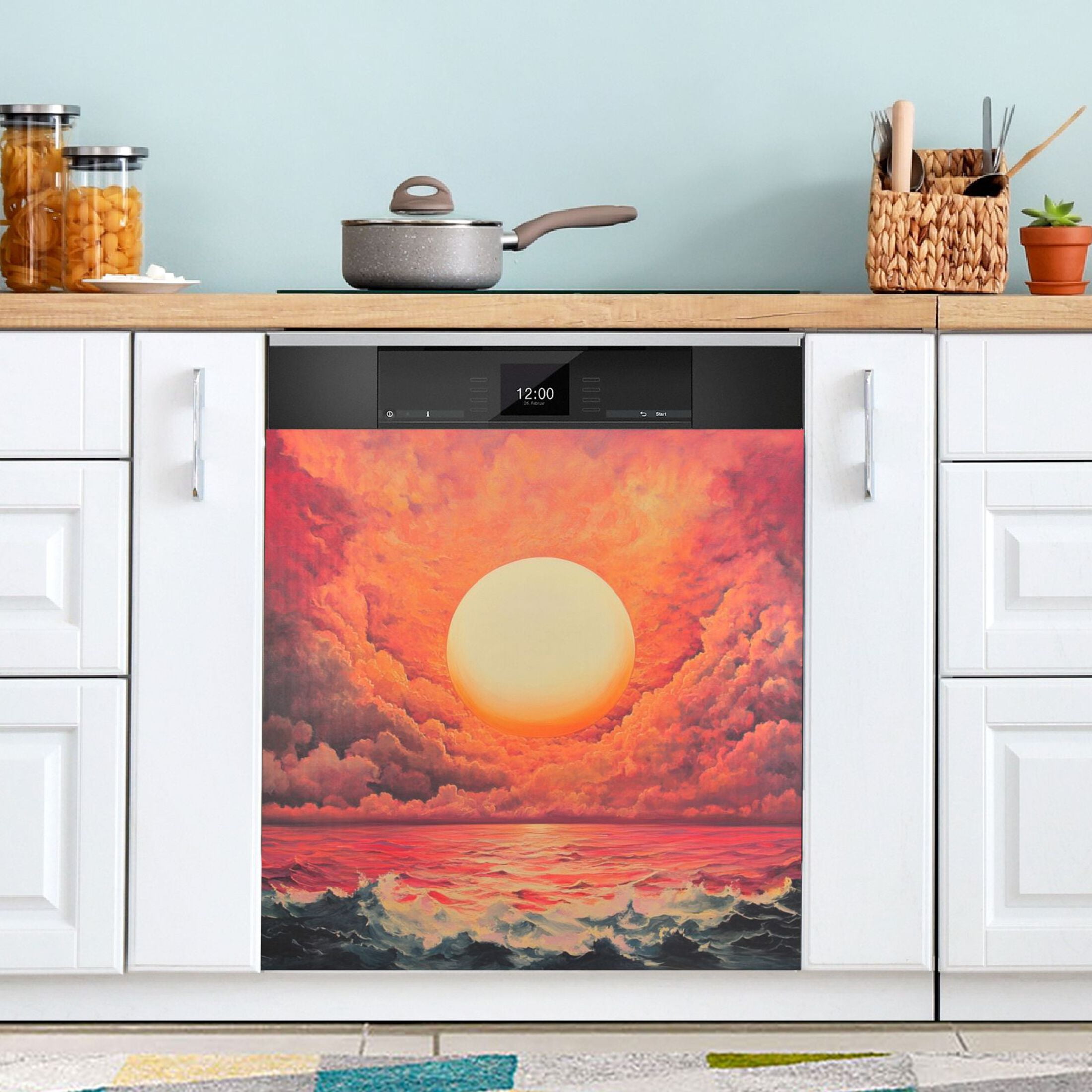 Dishwasher Magnetic Sticker 23x26 Inch Refrigerator Magnetic Sticker Washing Machine Magnetic Sticker Kitchen Panel Magnetic Sticker Home Decor Orange Pretty Sun