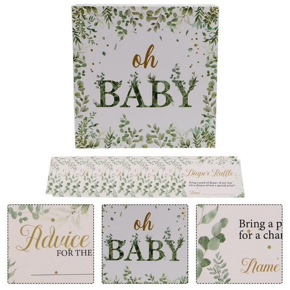 Hemoton Baby Shower Diaper Raffle Card Box Set with 50 Paper Party Games for Baby Shower Fun