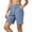 Light Blue, variant on TAGOLD Women Casual Pants Solid Color Knit Drawstring Elastic Waist Casual Shorts Functional Side Storage Pockets Light Summer Loungewear Bottoms