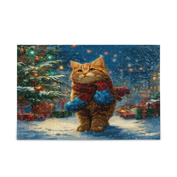 WOBOGO Cute Ginger Cat Puzzle Challenge 500 Piece Jigsaw Suitable for Game Night Finished Size 20.5 x 14.9in