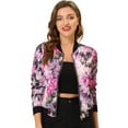 thumbnail image 1 of Dde San Patricio ChaqueDe Bombardero Floral LigeCon CremalleY Cuello Alto PaMujer FucsL, 1 of 6