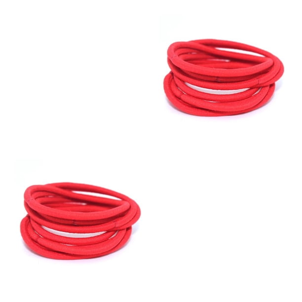 Qarigey 10 piezas bandas para el cabello estilo simple decorativo sólido escuela alta elasticidad protector cola de caballo titular niños Rojo 2piezas