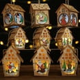thumbnail image 2 of Bluelans Christmas Snowman Santa LED Light Wood House Hanging Wedding Party Tree Decor, 2 of 7