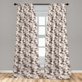 thumbnail image 2 of Floral Window Curtains, Roses with Leaves Autumn Style of Design Soft Colors Repetitive Vintage, Lightweight Decor 2-Panel Set with Rod Pocket, Pair of - 28"x84", Maroon Mauve and Ivory, by Ambesonne, 2 of 3