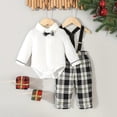 thumbnail image 5 of 18-24 Months Newborn Bodysuit Romper Toddler Boy Clothing Sets Plaid Shirt Bowtie And Suspender Strap Pants Outfits Long Sleeve Newborn Fall Winter Clothes,Black Jumpsuit, 5 of 8