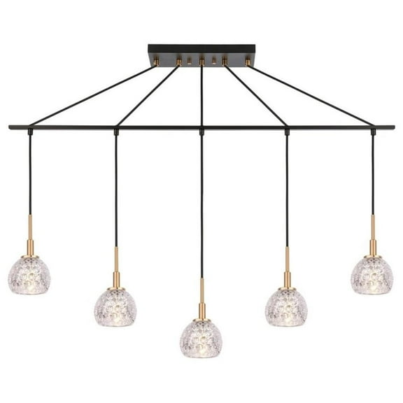 Woodbridge Lighting Elise 5-Light Mercury Glass Linear Pendant in Brass/Bronze