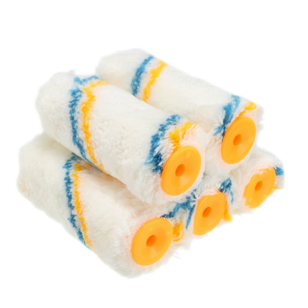 4 Inch House Mini Fiber Paint Roller Cover Nap 1/4" Hole Dia 5 Pcs