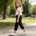 thumbnail image 4 of Miluxas Capris Pants for Girl Casual Summer Straight Wide Leg Loose Drawstring Elastic Waist Cropped Pants Black 9 Years, 4 of 8