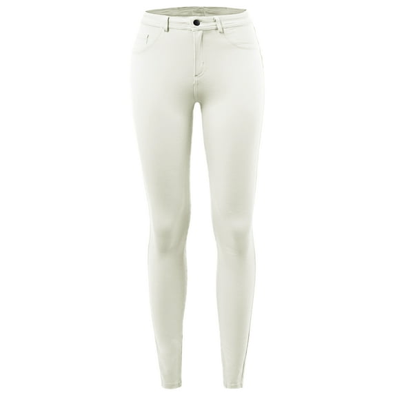 A2Y Women's Comfort Mordern Stretch Skinny Ponte Pants Ivory M