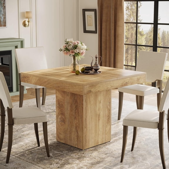 Finmind 39" Small Kitchen Table for 2-4 People, Wood Farmhouse Square Dining Table for Dining Room, Natural