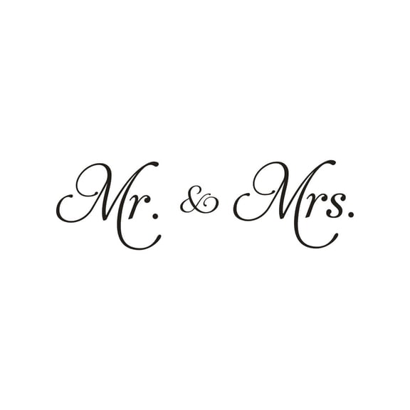 Mr and Mrs Removable Wall Decal Sticker, Romantic Couple Wedding Wall Art Decor, Peel & Stick Self-Adhesive Wall Sticker for Bedroom Over Bed Decor, Decal for Smooth Walls Glass Furniture