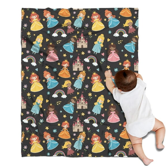 Black Princess Castle Pattern Blanket,Comfortable Soft Flannel Throw Blanket,All Season,Warm Lightweight Blankets for Sofa Bed Couch Living Room Chair,30"x40"