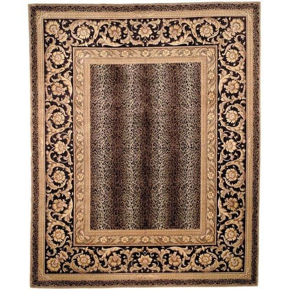 Safavieh  Asian Hand-knotted Leopard Beige/ Black Wool Rug Brown 6' x 6' Round 6' Round Indoor Bedroom Black Square
