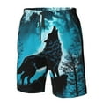 thumbnail image 4 of Balery Blue Full Moon Wolf Traje de Baño Estilo Hawaiano para Hombre, Shorts de Secado Rápido con Bolsillos-X-Large, 4 of 6