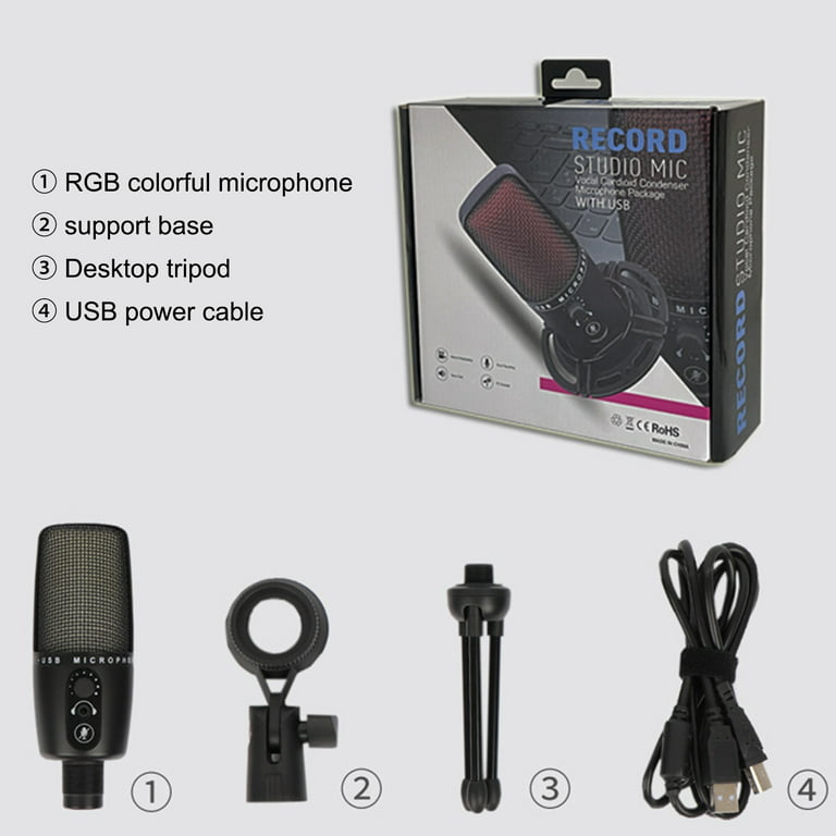 TAGOLD USB Microphone Desktop,Podcast Microphone,PC Gaming Mic,Perceptible  Noise Reduction RGB Lighting,for Recording Vocals Voice Overs