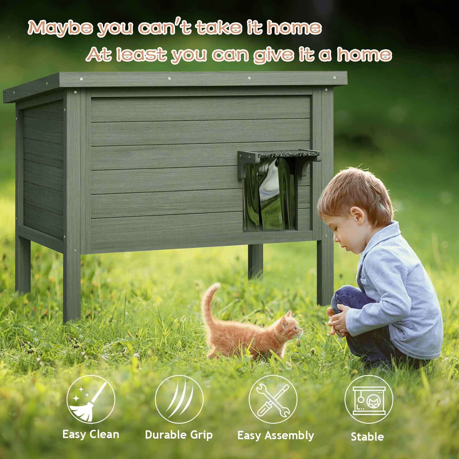 Waleaf Outdoor Cat House Weatherproof, Feral Cat Shelter for Outdoor Cats, Insulated All-Round Foam