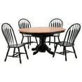 thumbnail image 7 of Extendable Dining Set - 66" Oval Table with 4 Chairs - Black Cherry Wood Pedestal Dining Room Set, 7 of 7