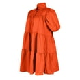 thumbnail image 3 of SMihono Women's Summer Puff Sleeve Ruffle Tiered Shirt Collar A-Line Swing Mini Dress Tunic Dresses Orange 14, 3 of 8