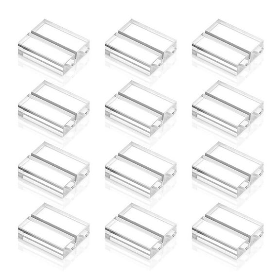 12pcs Acrylic Place Card Holder Clear Table Numbers Sign Holder Stand for Wedding Meeting Display Anniversary Party