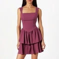 thumbnail image 2 of Sexy Bodycon Mini Dress With Square Neckline Double Layer Ruffle Hem Sleeveless Fit For Party Wear, 2 of 2