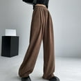 thumbnail image 4 of VALMASS Straight Wide Leg Sweatpants for Women Casual Loose Solid Color Trousers High Waist Elastic Workout Jogging Pants (M, Coffee), 4 of 9