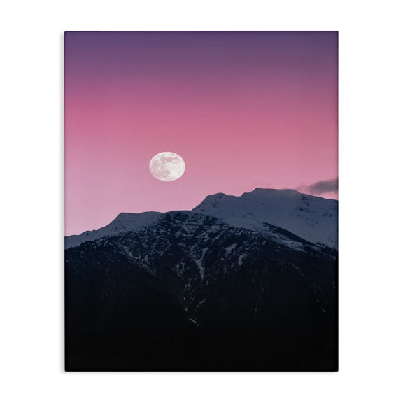 Stupell Industries Contemporary Moon Rise over Mountains with Pink Sky Photograph Canvas Art, 16 x 20, by Unsplash