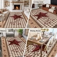 thumbnail image 6 of Western Texas Star Washable Area Rug 5 x 8 ft Vintage Red Star Berry Black Plaid Wood Grain, Soft Non Slip Rugs Stain Repellent Indoor Felt Carpet for Living Dining Room Bedroom Home Office, 6 of 9