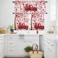 thumbnail image 3 of Valentine's Day Romantic Heart Curtain Tier and Valance Set 3 Piece, Red Truck Farm Bird 3-inch Rod Pocket Window Tier Curtains Valance for Kitchen Living Room, 3 of 9
