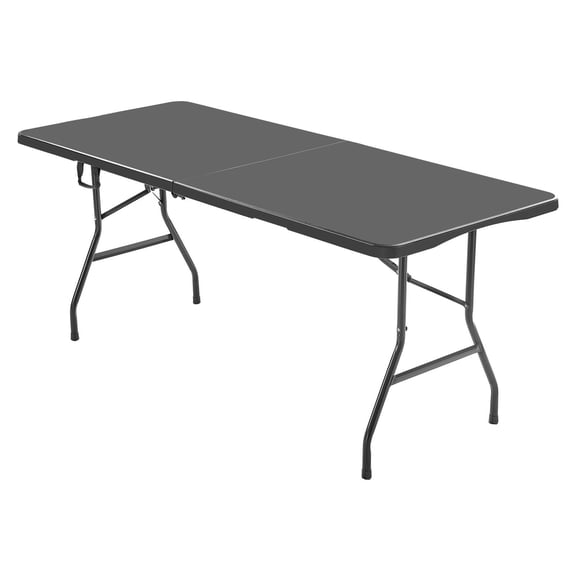 6 ft Folding Table Heavy Plastic Table with Handle, Indoor Outdoor Use for Party Picnic Camping Wedding, Black