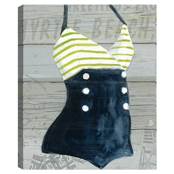 Vintage Swimwear I on Wood by Carol Robinson Canvas Art Print
