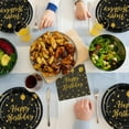 thumbnail image 3 of 100PCS Birthday Party Supplies Black and Gold Tableware Set Serves 25, Happy Birthday Paper Plates with Napkins and Plastic Forks for Men Women Kids Birthday Party Decorations, 3 of 7