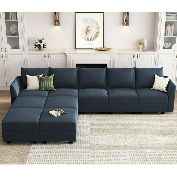 HONBAY Elegant Velvet Sectional Sofa Modular Couch, Sleeper Sofa Bed ...