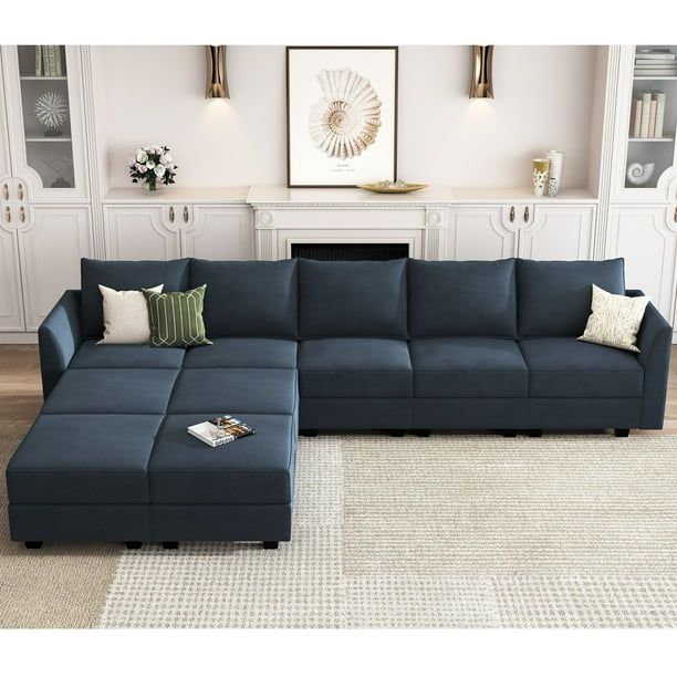 HONBAY Elegant Velvet Sectional Sofa Modular Couch, Sleeper Sofa Bed