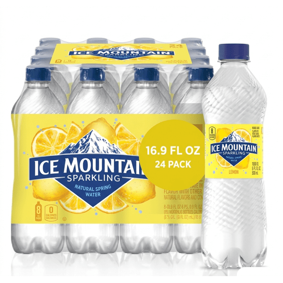 ICE MOUNTAIN Sparkling Water, Lively Lemon Flavor 16.9 fl oz  24 PACK