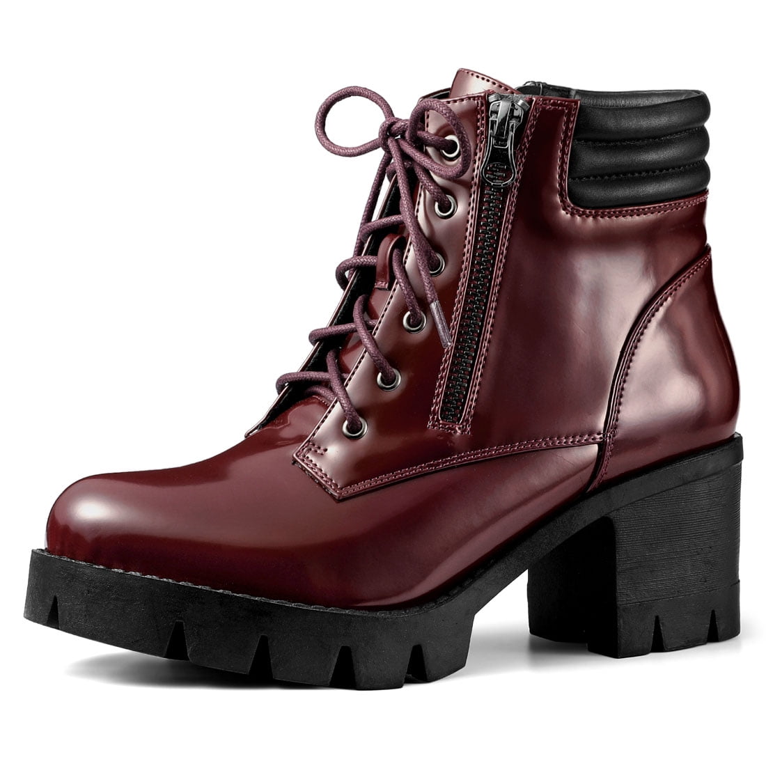 womens chunky heel combat boots