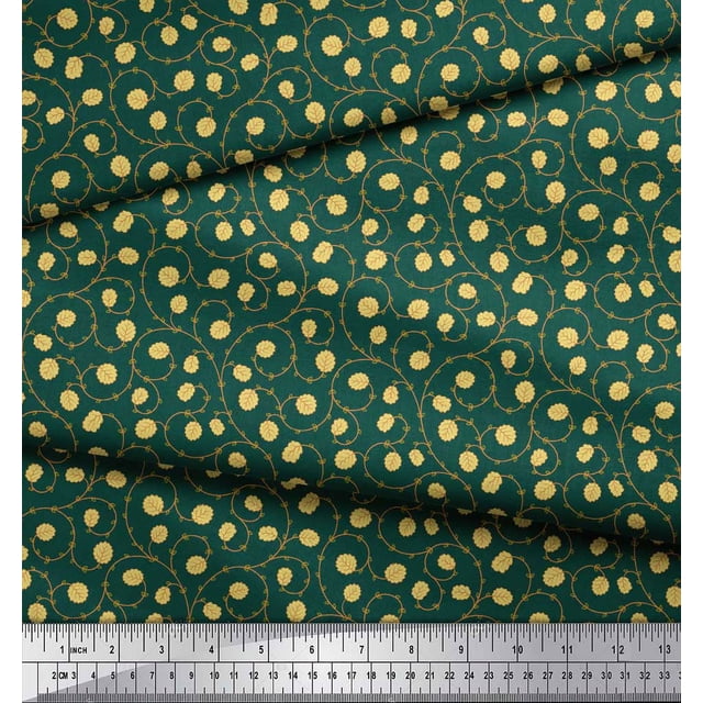 Soimoi Georgette Viscose Fabric Artistic Leaves Print Fabric by Yard 42 Inch Wide