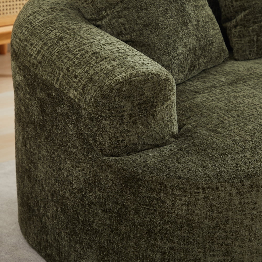 Curved Loveseat, Small Chenille Sofa with 3 Pillows, Deep Seat Couch for Apartment, Living Room, No Assembly Needed