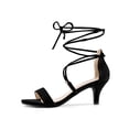 thumbnail image 3 of BLISSFUL STEP Women's Open Toe Kitten Heel Lace Up Sandals, 3 of 8