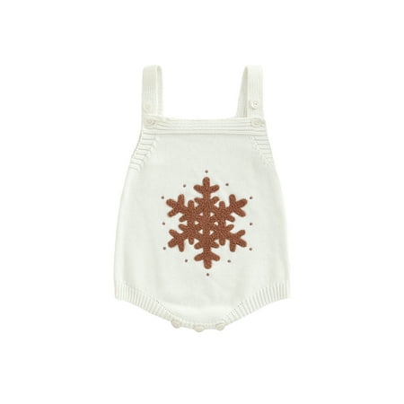 

Meihuida Infant Baby Knitting Jumpsuit Cartoon Snowflake Print Sleeveless Square Neck Romper