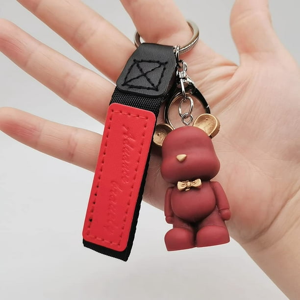 Porte-clés ours de dessin animé porte-clés en cuir mignon pour accessoires  de sac de clé de voiture parfait pour les cadeaux décoratifs des femmes 